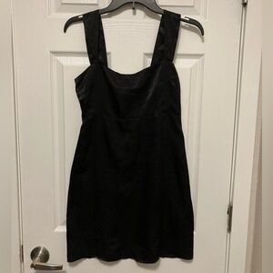 Show Me Your MuMu Black Satin Leather Like Pattern Sleeveless Shift Dress